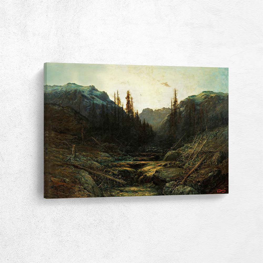 Stream in Mountains at Dusk