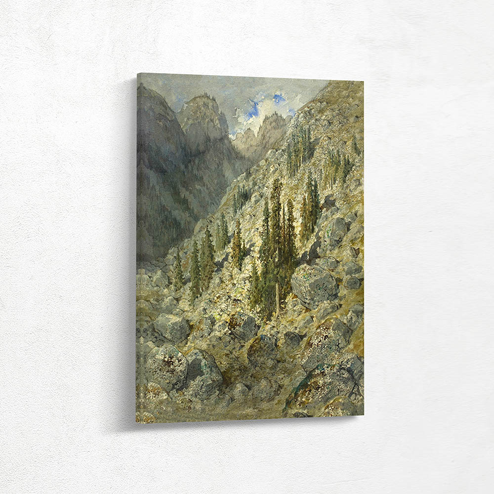 An Alpine Valley with Trees and Boulders