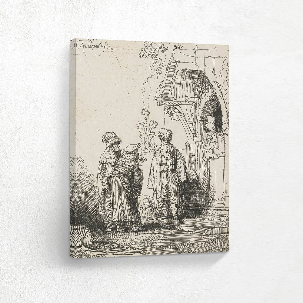 Three Oriental Figures Jacob and Laban