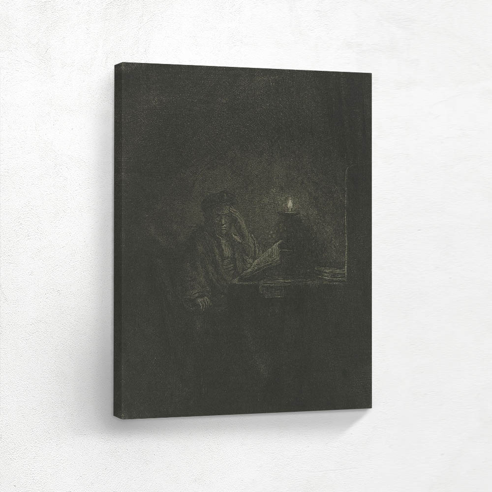 A Student at a Table by Candlelight