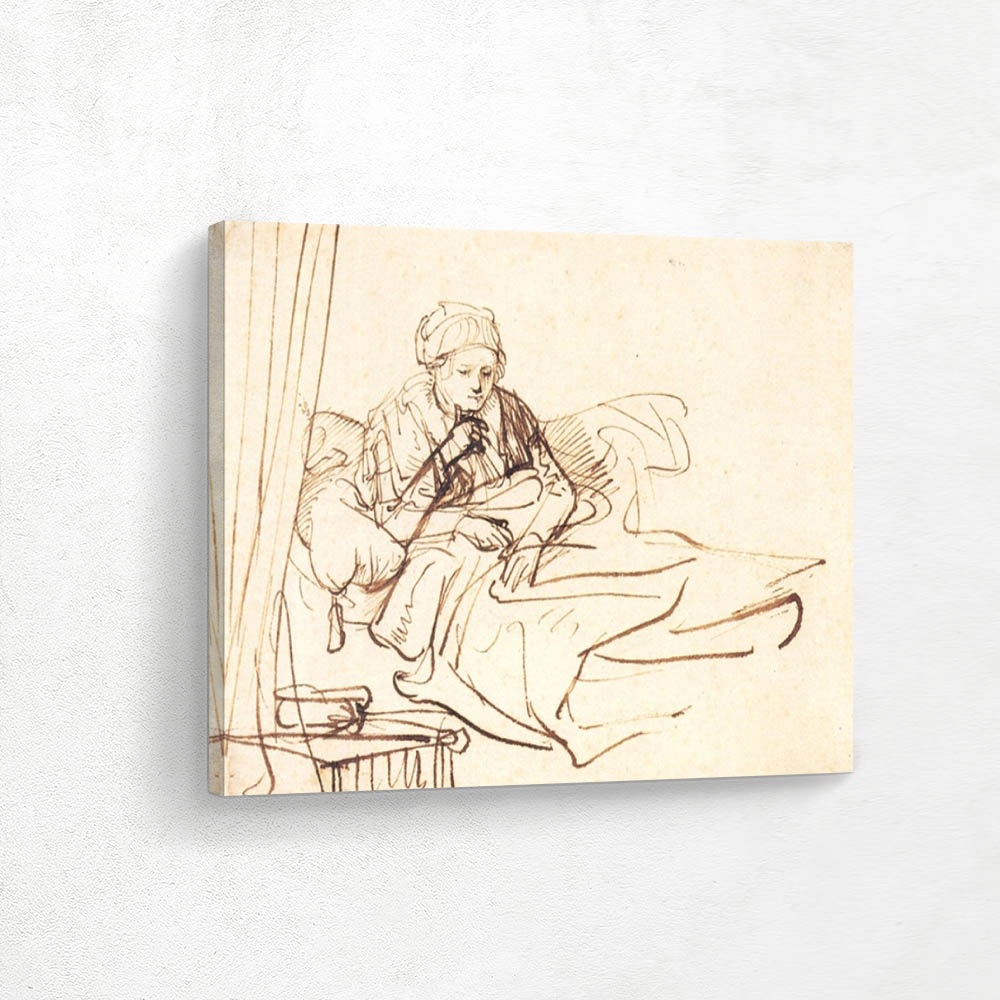 A woman Sitting up in Bed