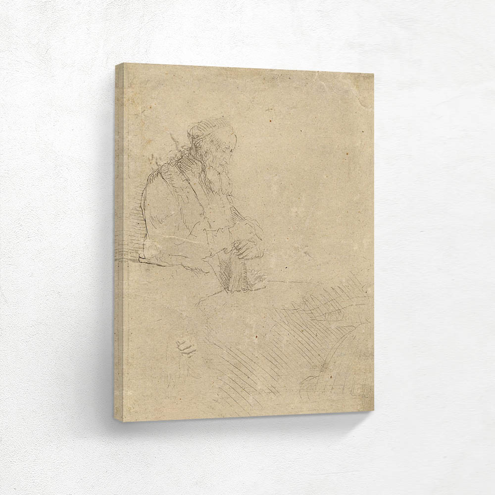 Old Man in Meditation Leaning on a Book