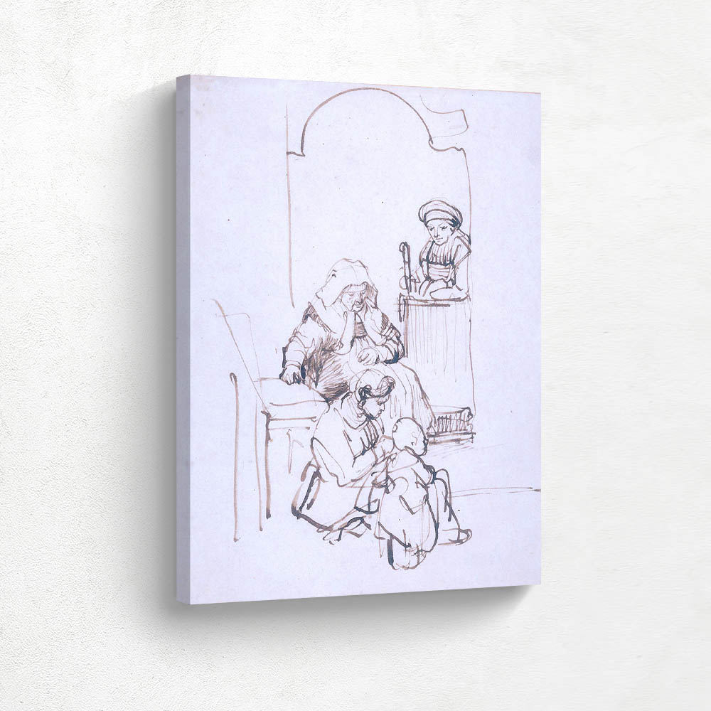 Three Women and a Child at the Door