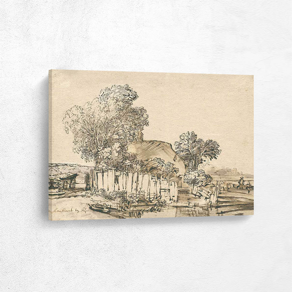 Cottage with Wodden Fence Amid Trees
