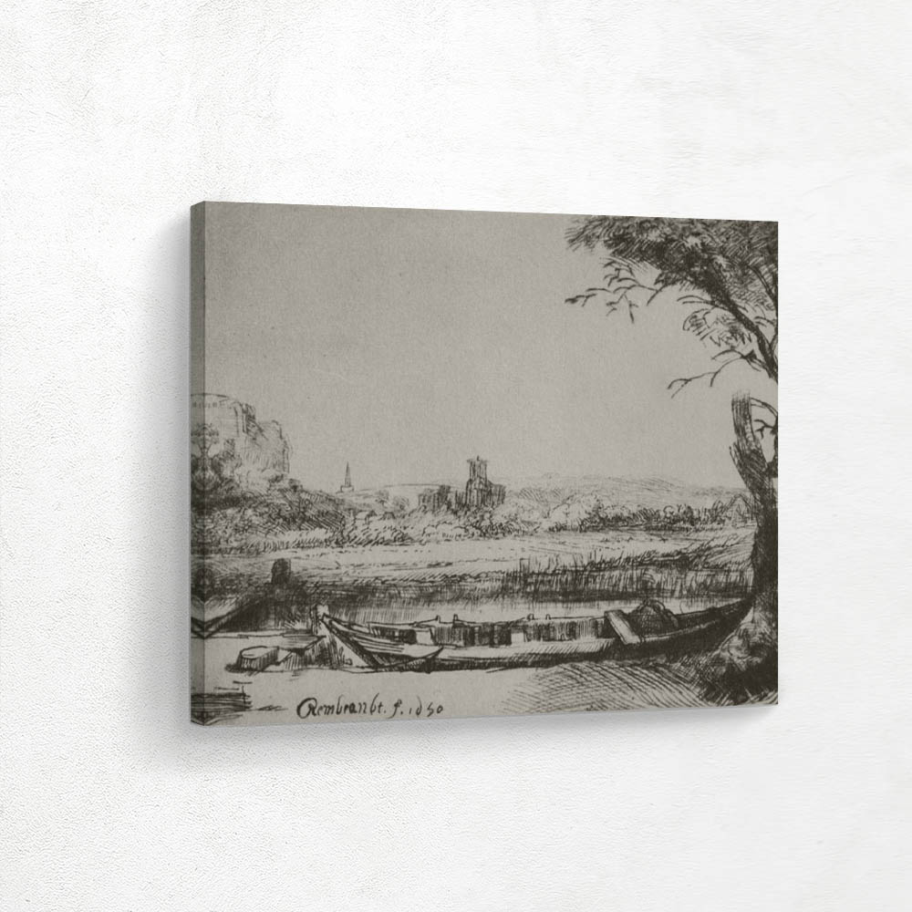 Landscape with a Canal and Large Boat
