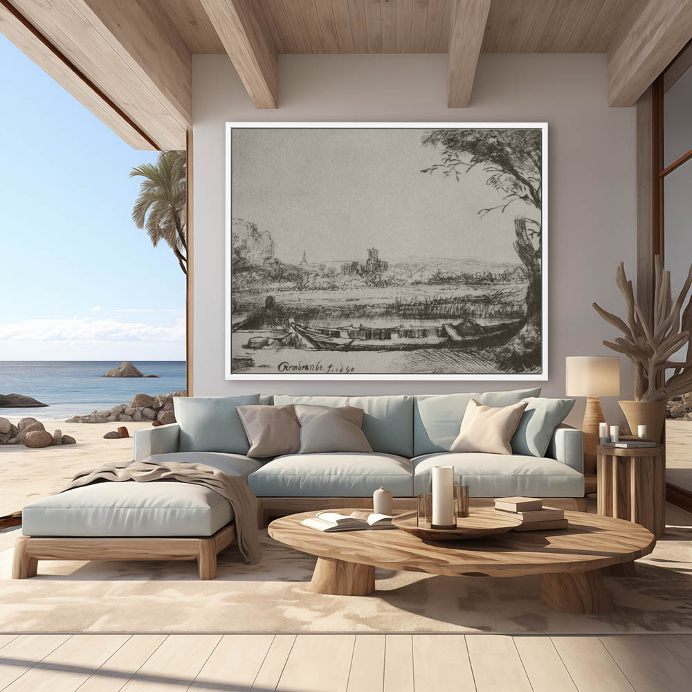Landscape with a Canal and Large Boat - Image 4