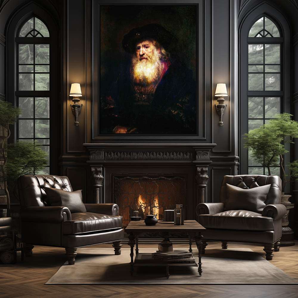 Portrait of a Bearded Man in Black Beret – Great Canvas Arts