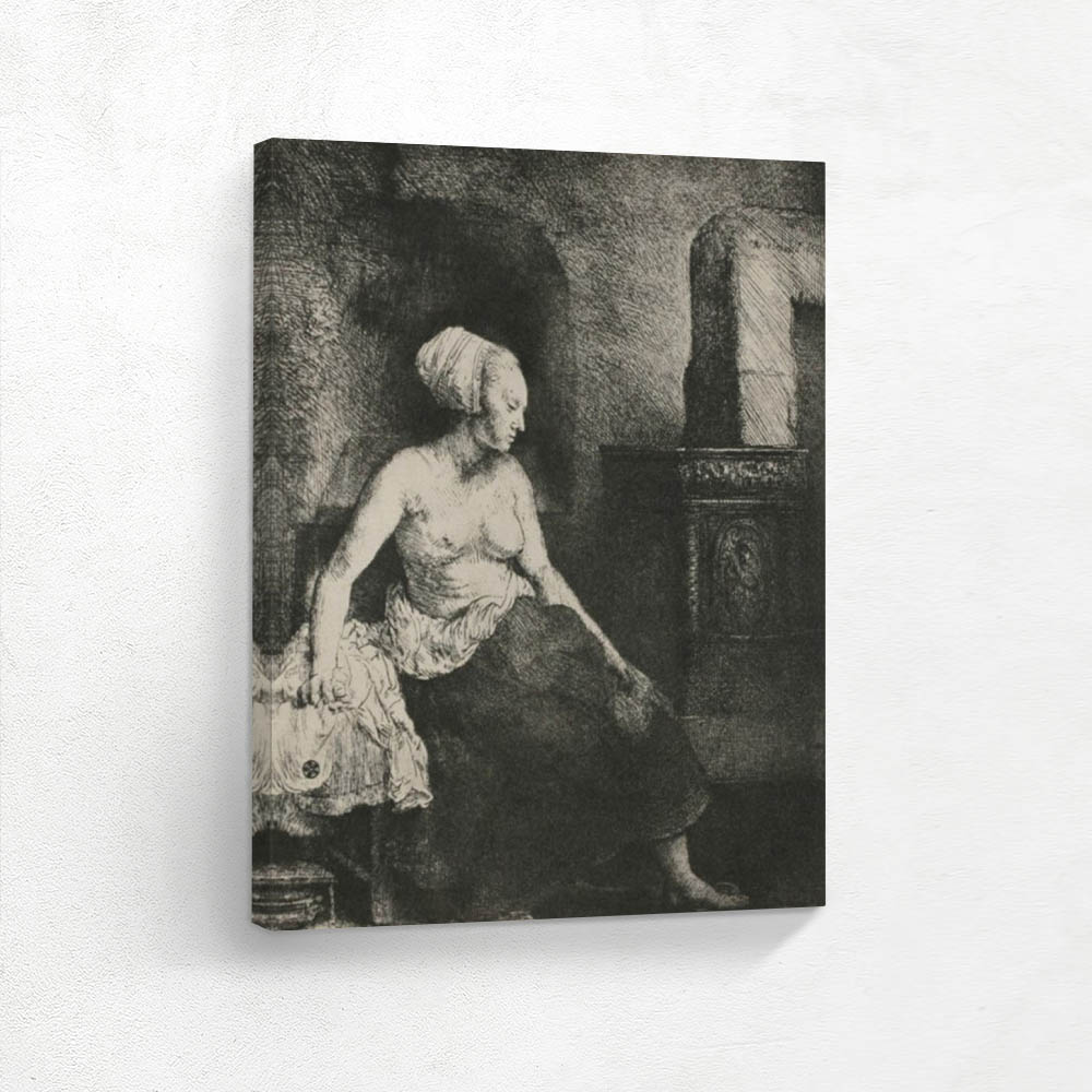 A Woman Seated Before a Dutch Stove