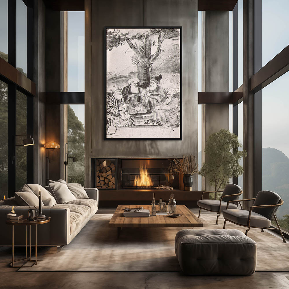 Four Orientals Seated Under a Tree - Image 2