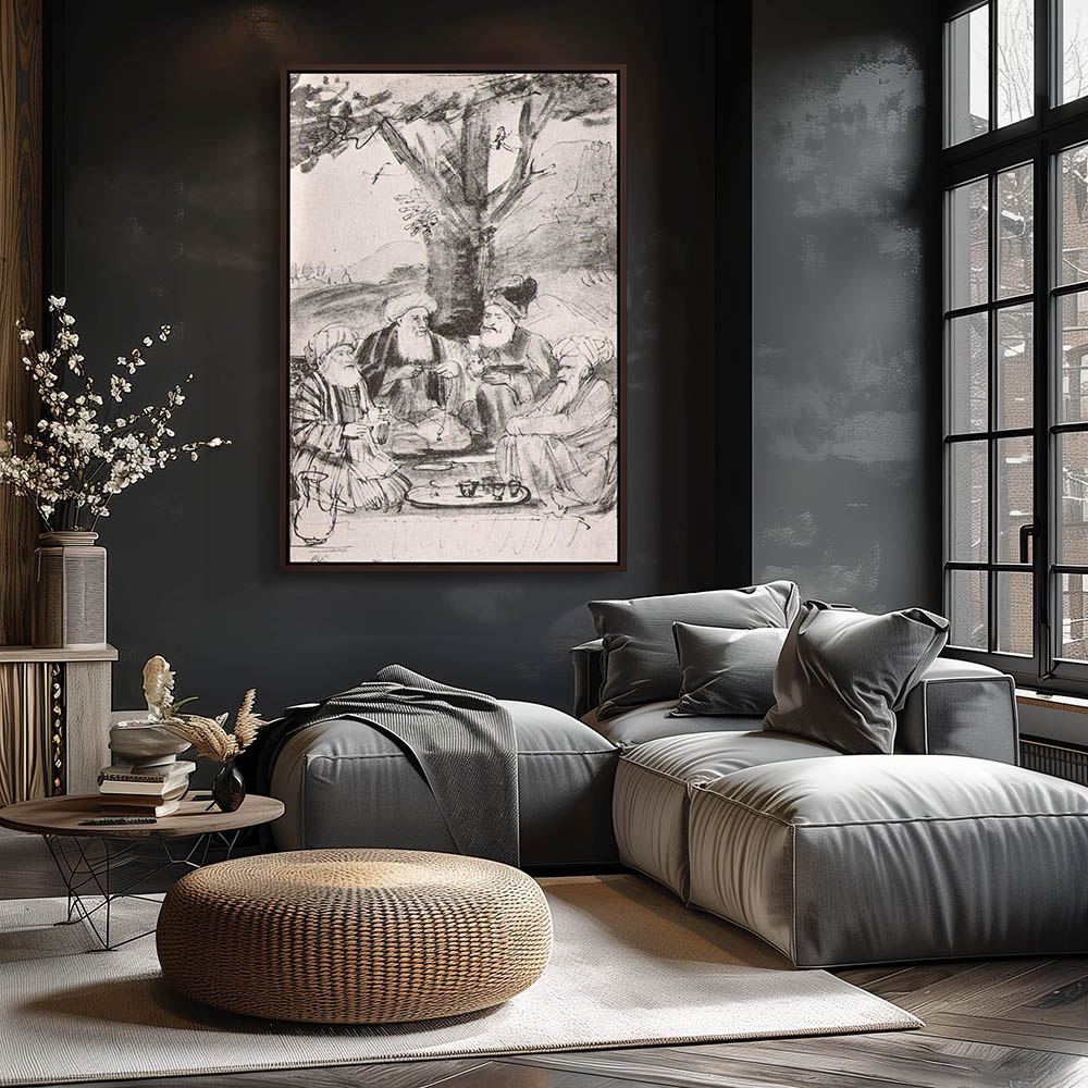 Four Orientals Seated Under a Tree - Image 3