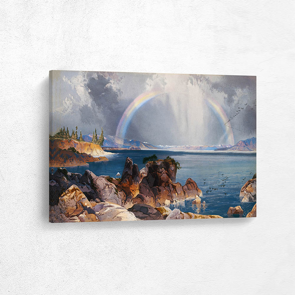 Rainbow over a Lake Wall Art Decor, Curators choice is Extra Large Metal Wall Art