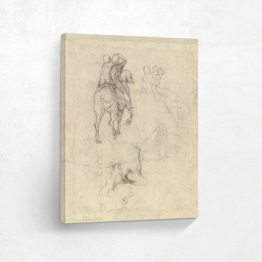 Studies of a Horse with Two Male Riders and a Male Torso