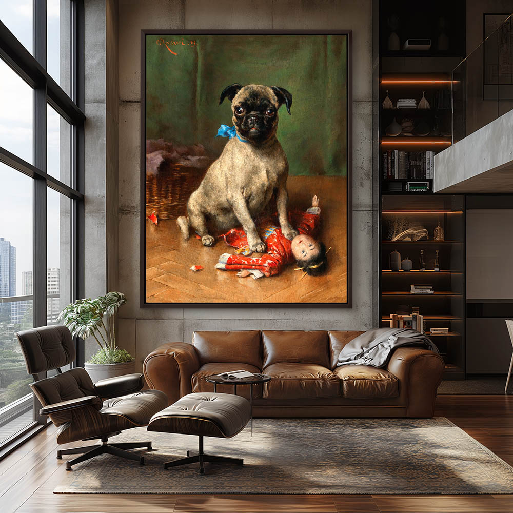 Pug with a Japanese Doll - Image 3