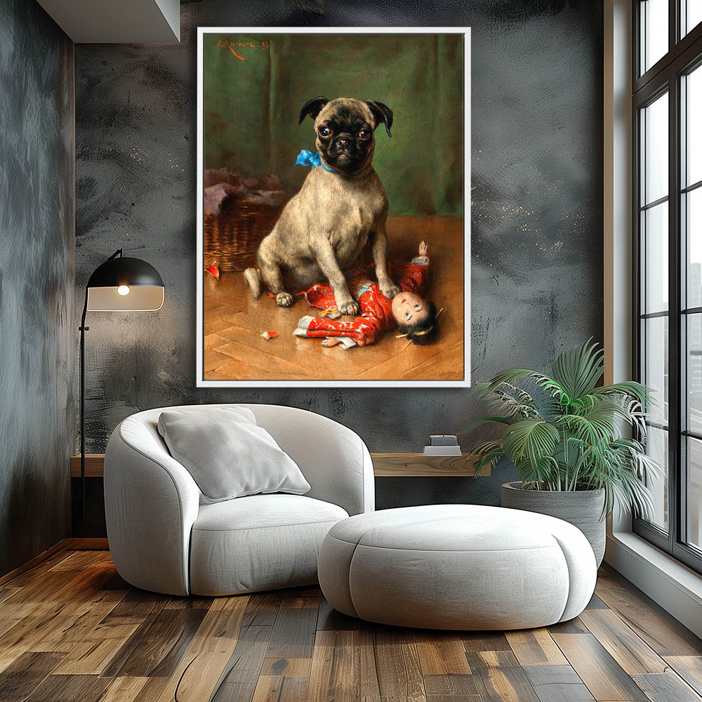 Pug with a Japanese Doll - Image 4