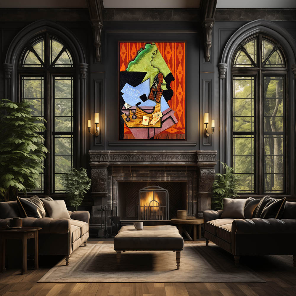 Violin and Playing Cards on a Table - Image 3