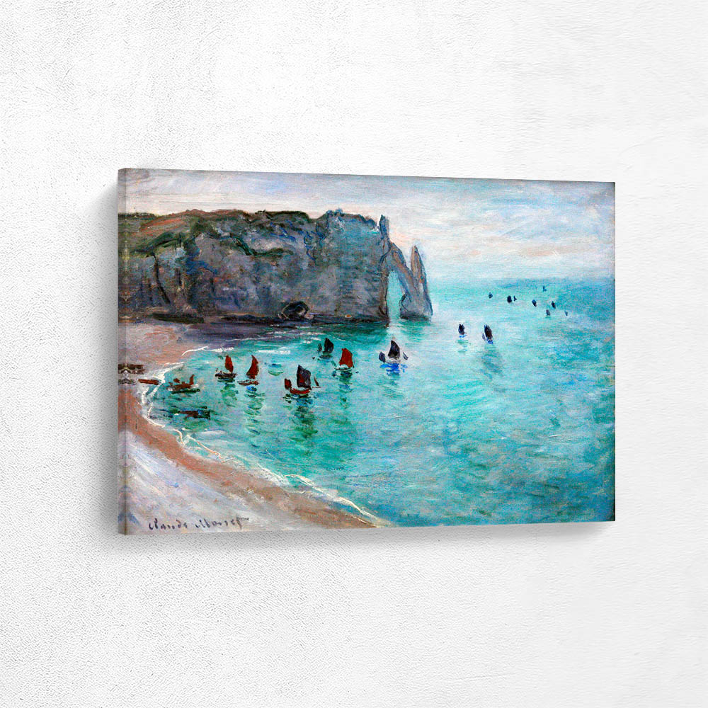 Etretat the Aval Door Fishing Boats Leaving the Harbour