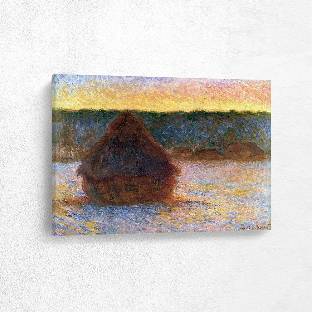 Haystacks at Sunset Frosty Weather