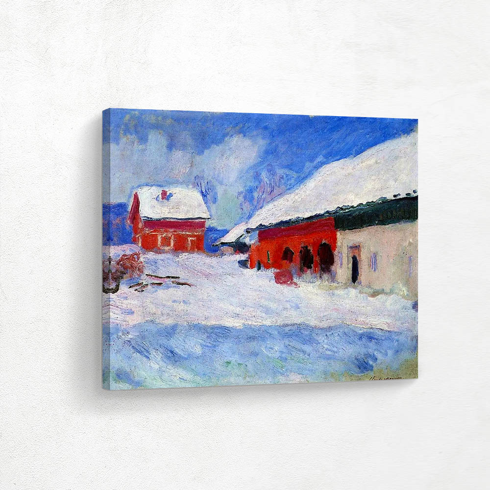 Red Houses in the Snow at Bjornegaard Norway