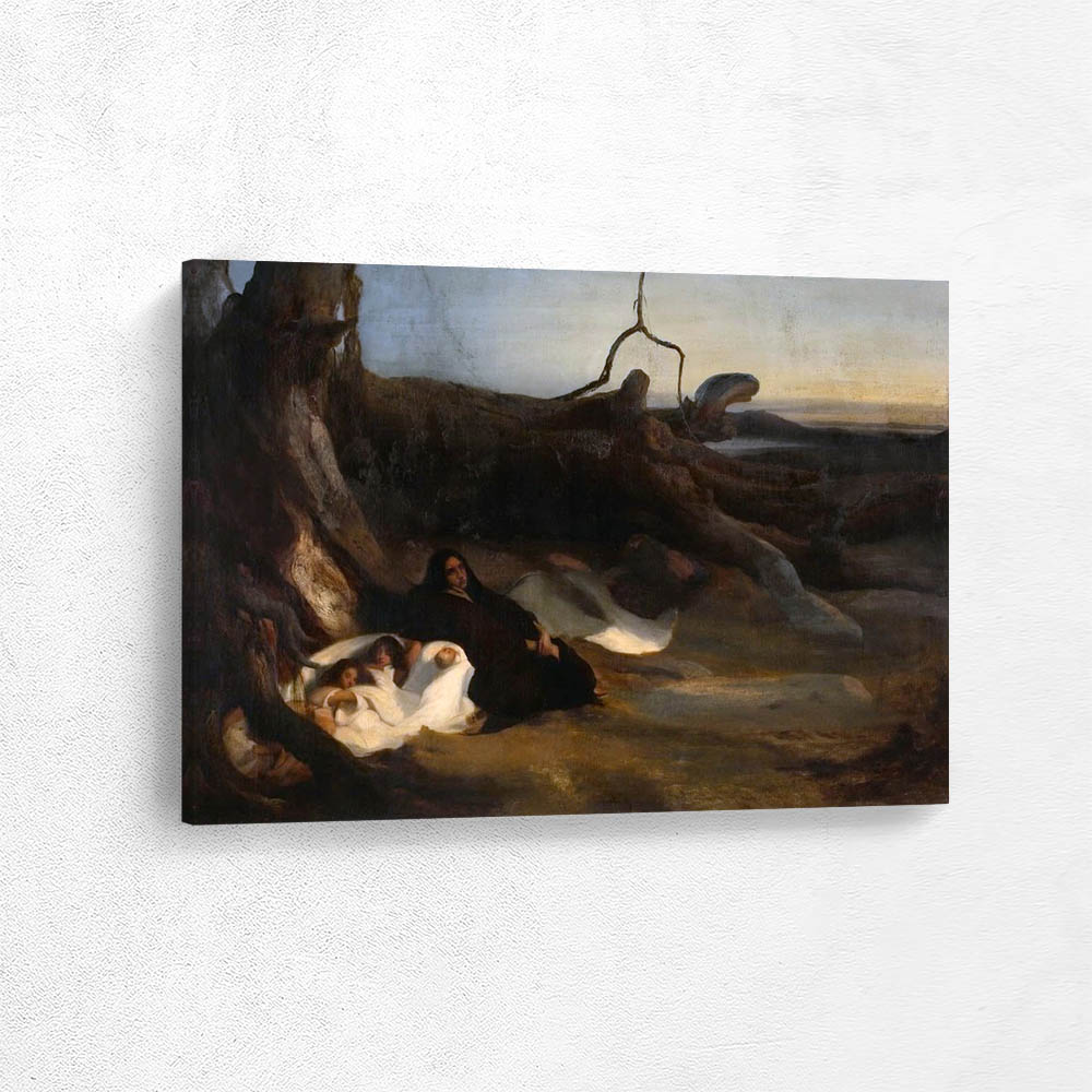 Family in a desolating landscape