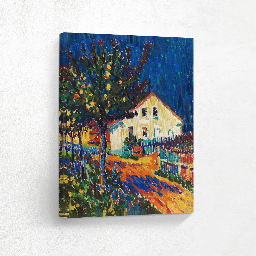 Village street with apple trees