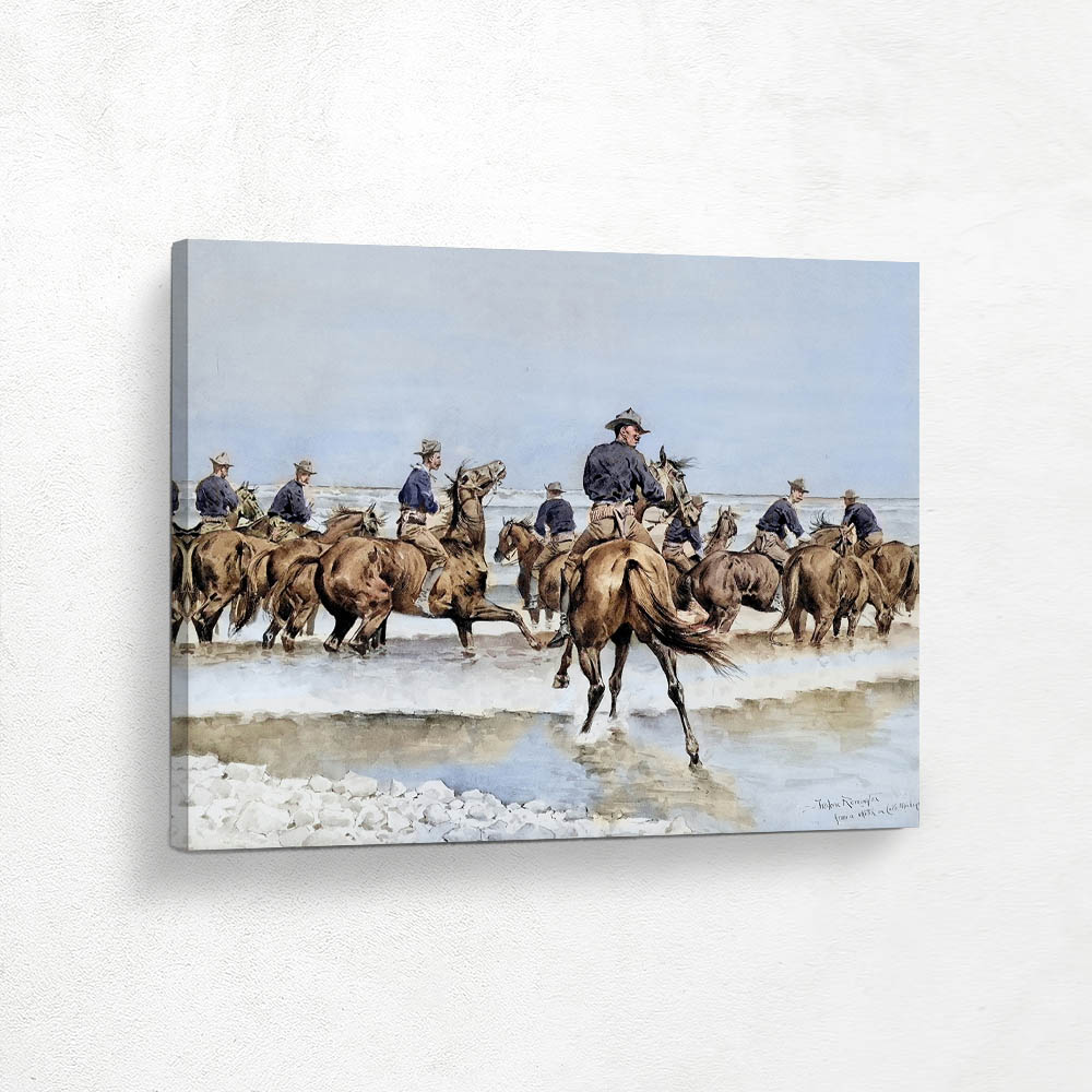 Watering the Texas Horses of the Third Cavalry in Lake Michigan (recolor)