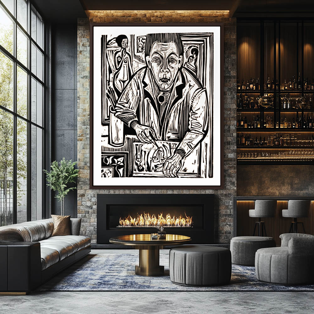 Self-portrait, wood-cutting - Image 3