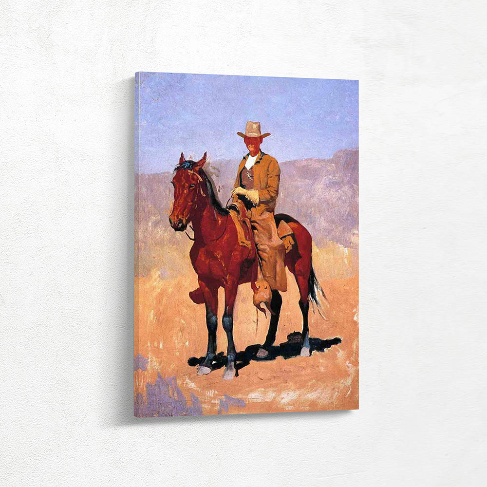 Mounted Cowboy in Chaps with Race Horse