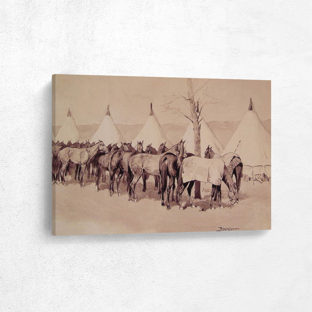 A Troop Picket Line of the Sixth United States Cavalry Camp at Rapid Creek