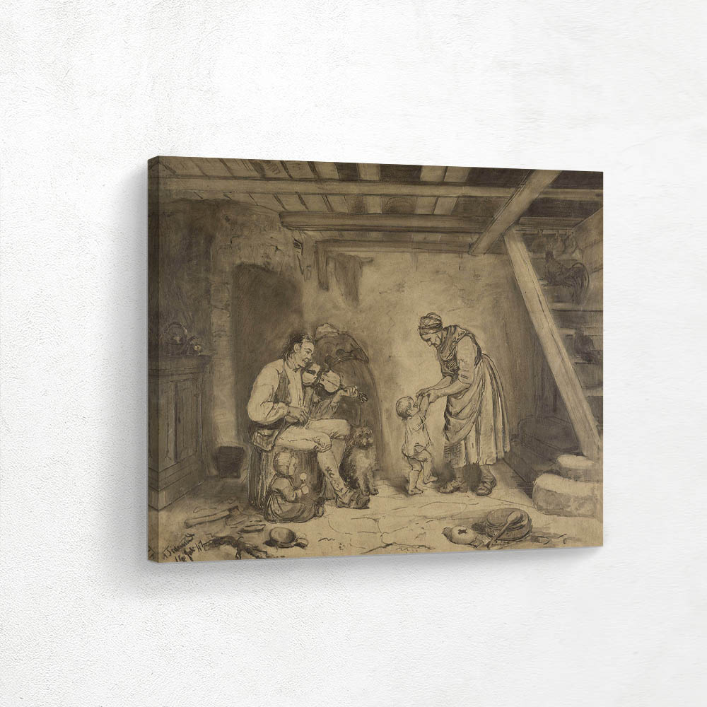 Wife dancing with children to fiddle music