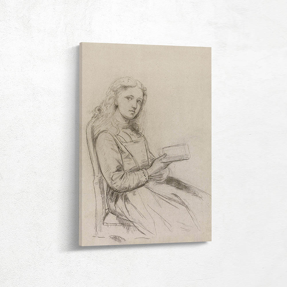 Sitting young girl with book