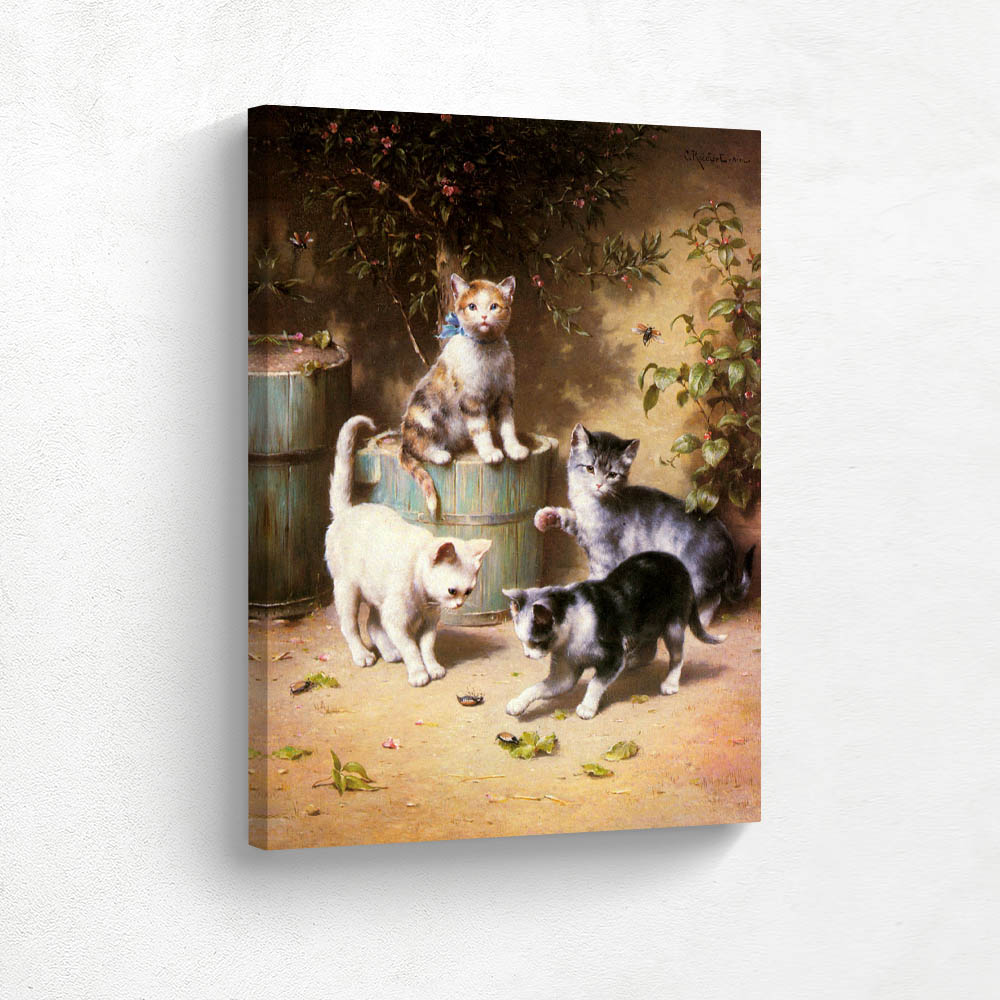 Kittens Playing with Beetles