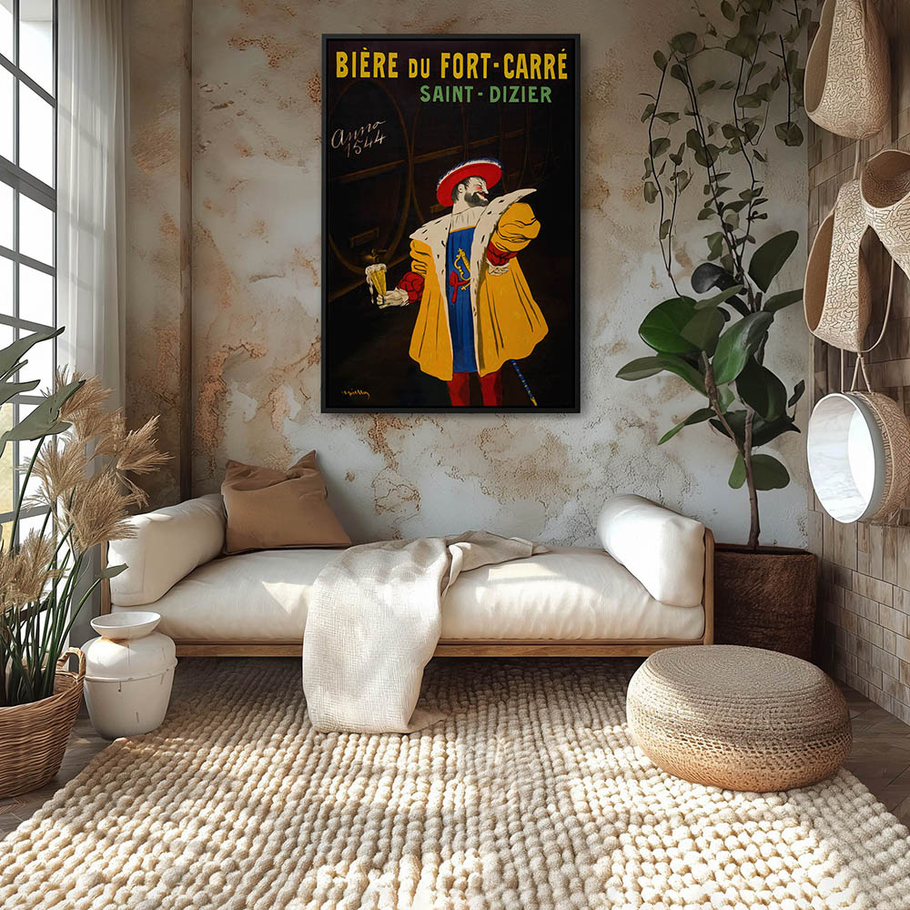 Vintage Poster Art Canvas Print, Vintage Poster Art in Metal Wall Art, Vintage Poster Art Fine Art Print Shown in a Sitting Room Wall Art with a Canvas Print in a Black Floater Frame